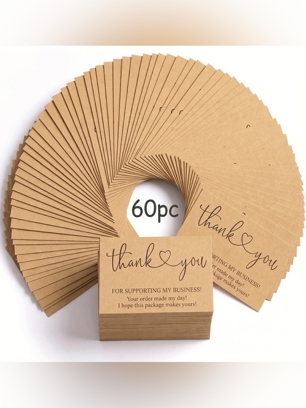 60pc Thank You Kraft Business Cards
